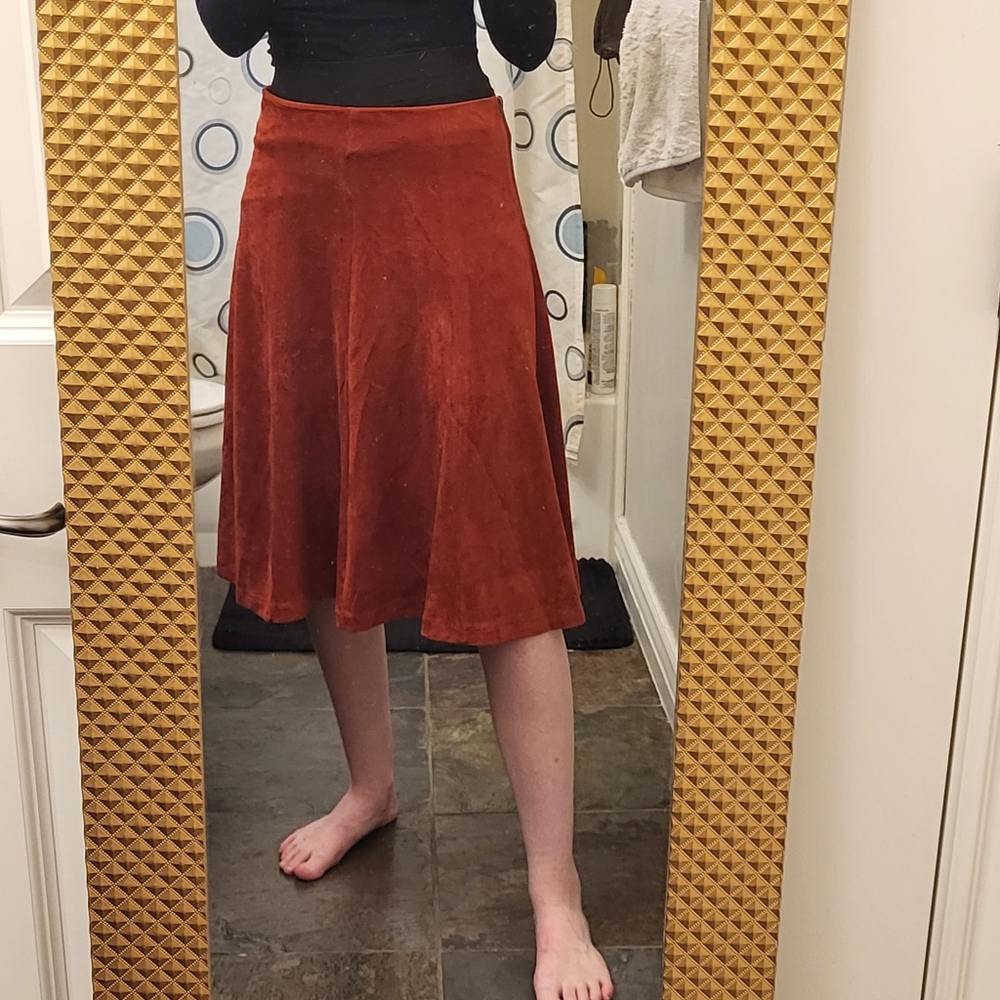 Burnt orange midi skirt